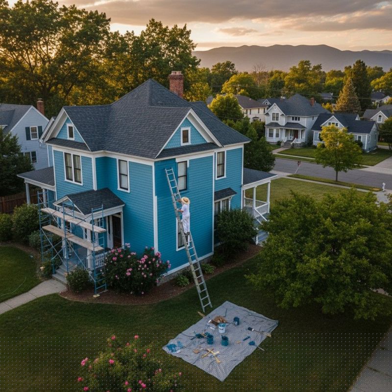 Blue Siding Installation